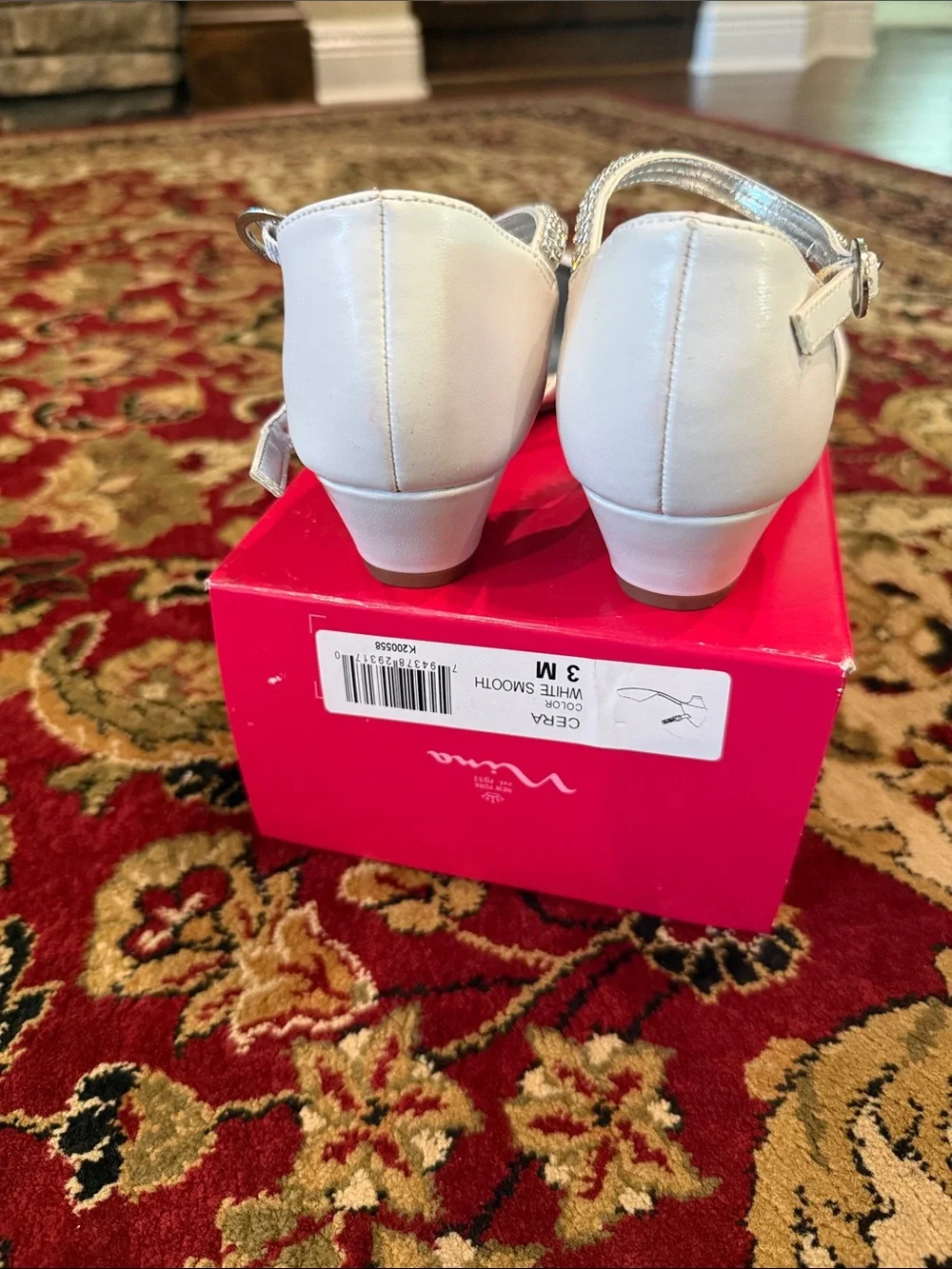 Nina White Girls Dress Shoes with Rhinestone Anklet